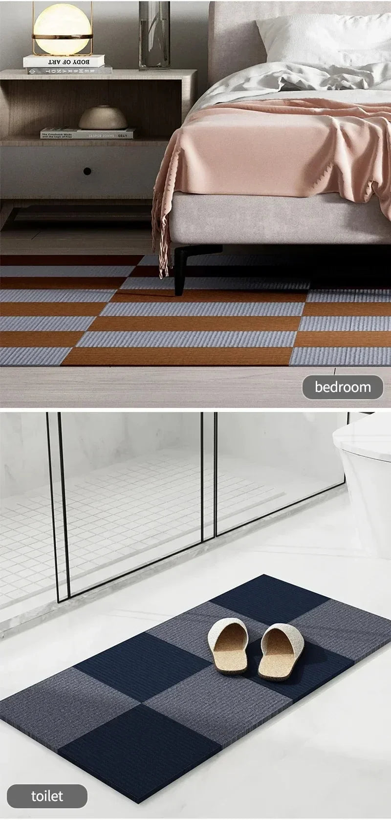 Self Adhesive Carpet Floor Tiles Sticker Square Rugs Peel and Stick Mat DIY Flooring for Kitchen Dining Room Bedroom Home Decor