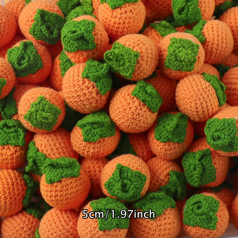 1pc Finished Handmade Knitted Fruit Pendant Crocheted Wool Strawberry Orange Bag Car Key Ring Pendant Handbag Charms Gifts