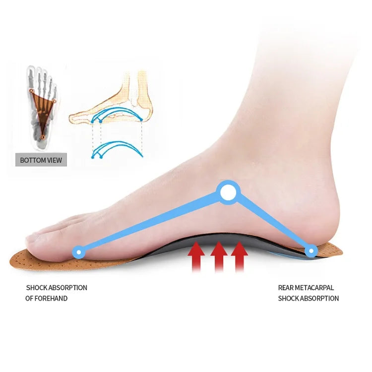 1 Pair of leather orthopedic insoles with arch support insoles