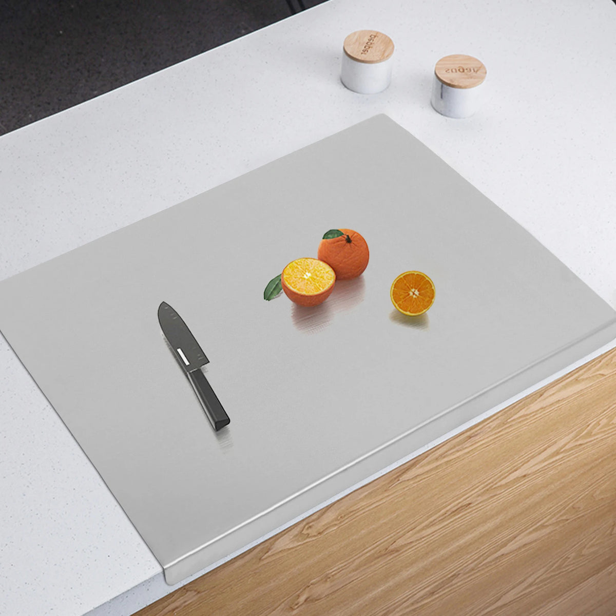 60x50cm Stainless Steel Chopping Board with L-Shaped Folded Edge