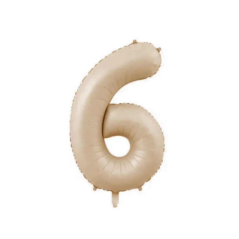 10/5/1Pc Brown Beige Cream 18inch Heart Balloons Cream Number Balloons 1 2 3 4 5 6 Birthday Number Foil Balloon Helium Air Globo