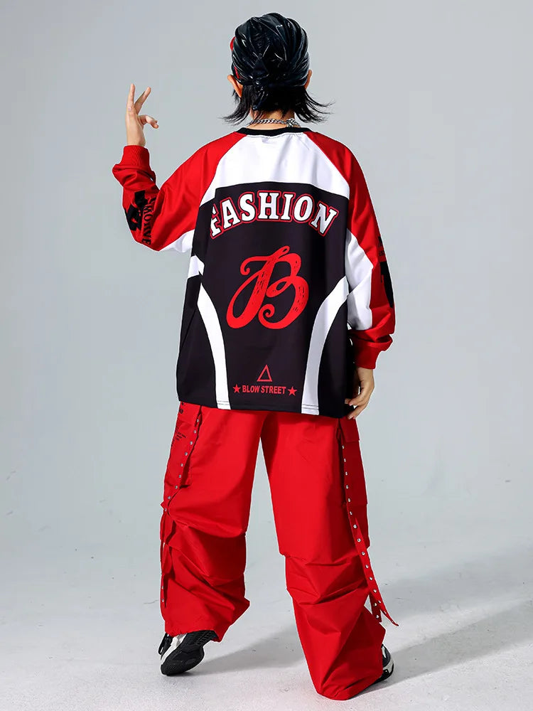 Boys Hip Hop Cool Sweatshirt Vest Cargo Pants Girls Fashion Jazz Street Dance Costume Children Clothes Set Kids K-pop Streetwear