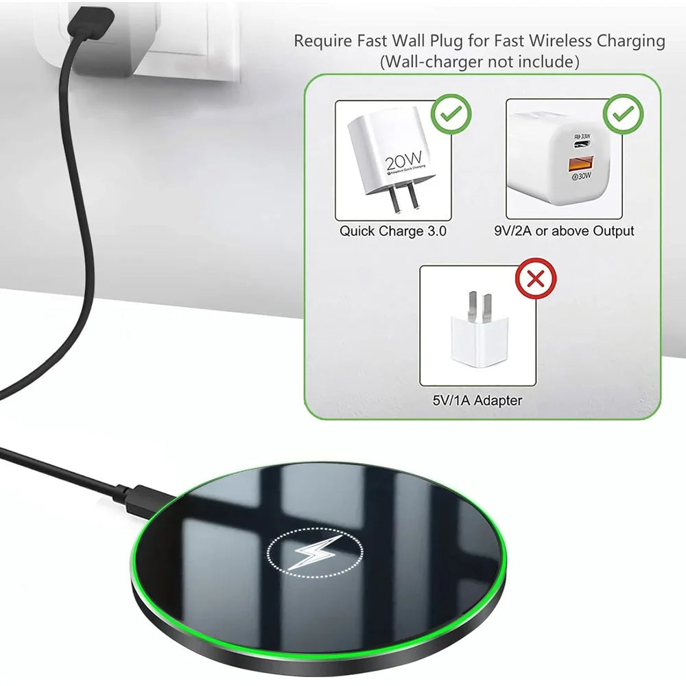 Wireless Charger Stand Pad, Fast Induction Charging Dock Station, iPhone 17, 16, 15, 14 Pro Phones