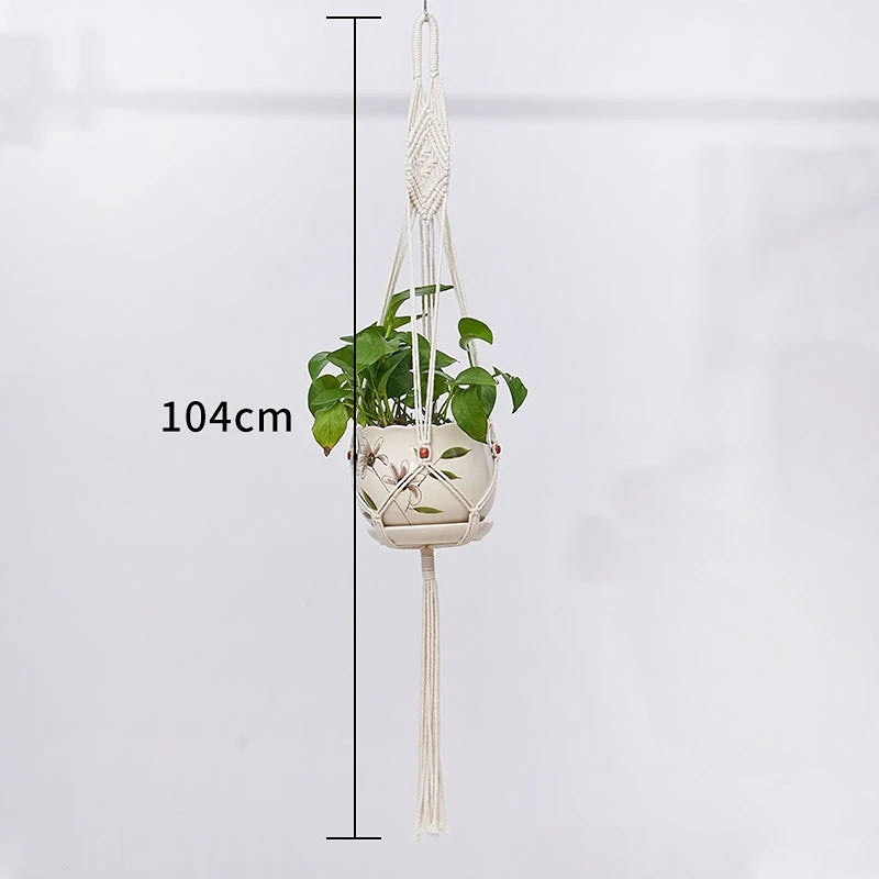 Handmade Macrame Plant Hanging Basket Garden Pots Holder Balcony Macrame Wall Hanging Decoration Knotted Lifting Rope Home Decor