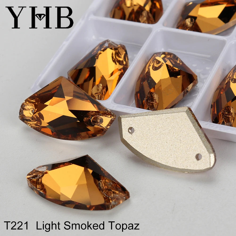 YHB Top Quality Galactic Axe Glass Crystal AB Moonlight Sewing Stones Flatback Sew on Rhinestones For Garment Clothes Bags