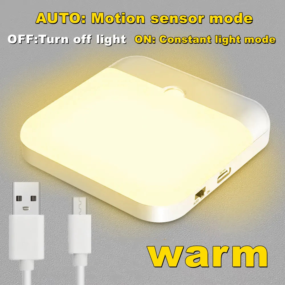 Motion Sensor Led Light Usb Charging Square Lamp for Bedroom Kitchen Stair Hallway Wardrobe Cupboard Lighting Led Light