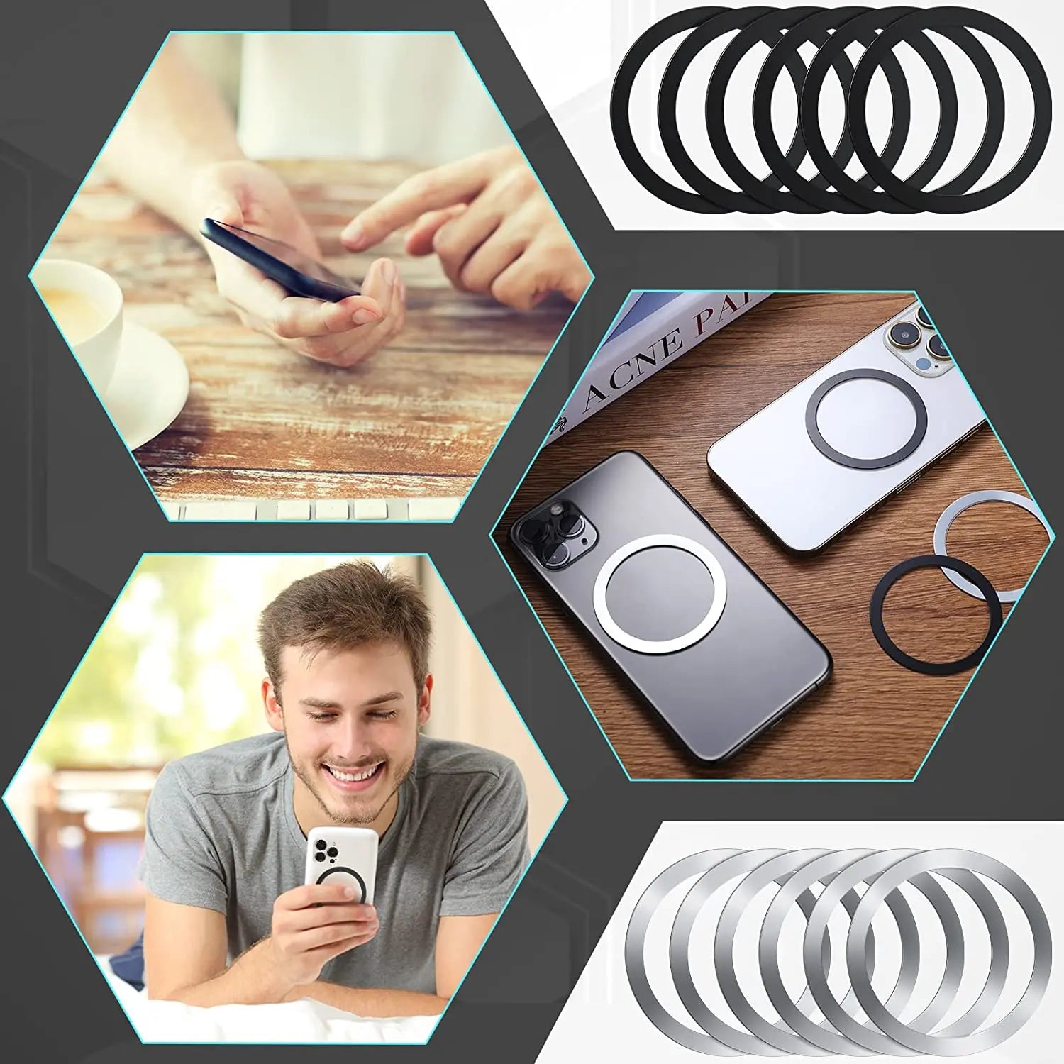 10pcs Universal Metal Sticker For Magnetic Metal Plate Ring Support Wireless Charger Metal Plate Iron Sheet For Car Phone Holder