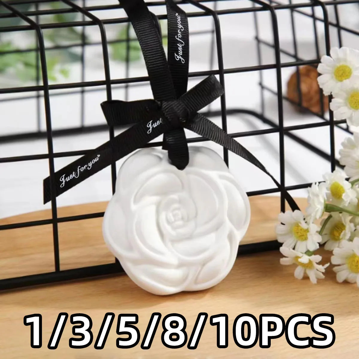 1/10PCS Camellia Gypsum Aromatherapy Pendant For Car Home Decor Suitable For Home Cabinets Drawers And Car Hanging Ornaments