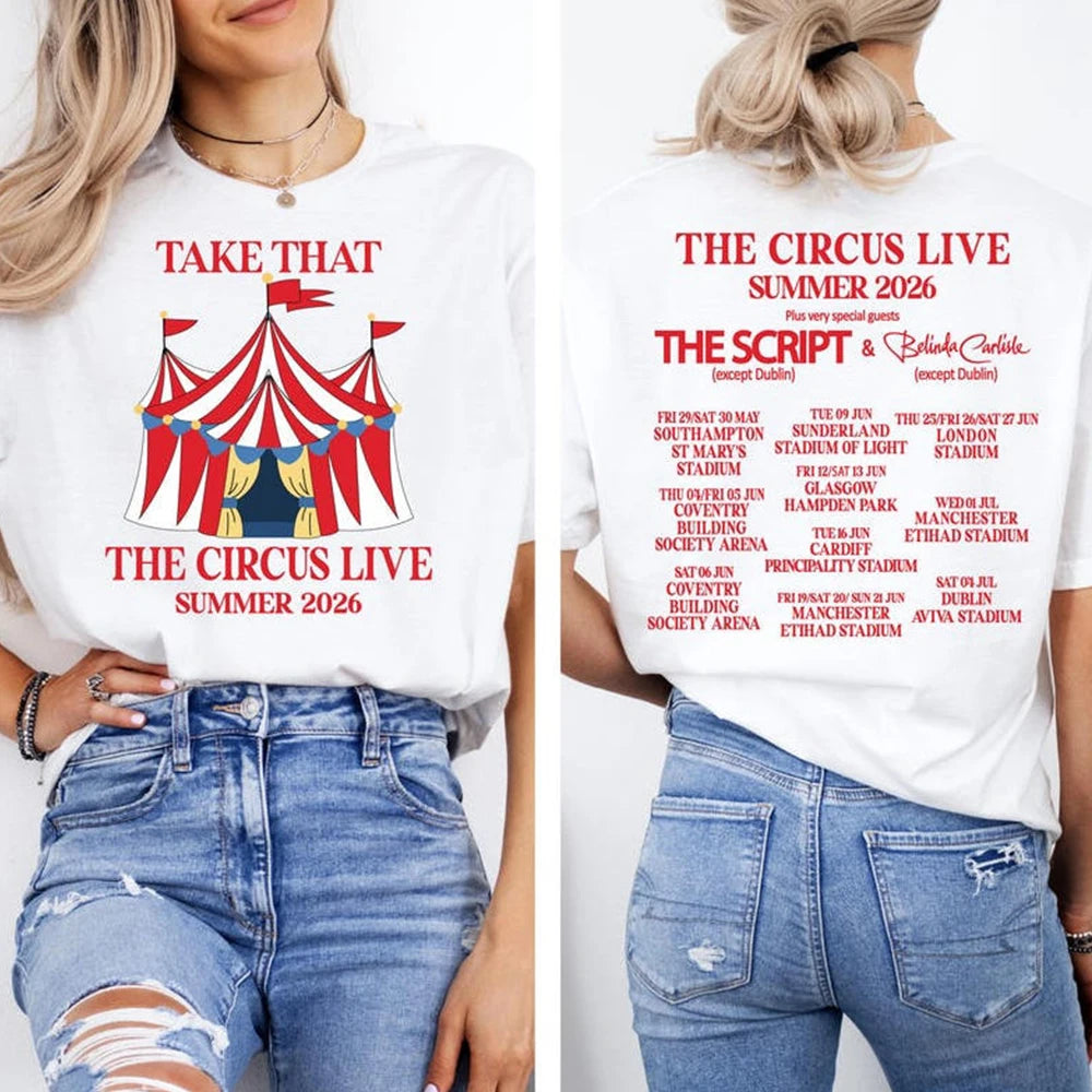 Vintage Take That Circus Live Summer 2026 Tour T-Shirt TT & Party Music Band Concert Tee Trendy Unisex Short Sleeve Summer Tops