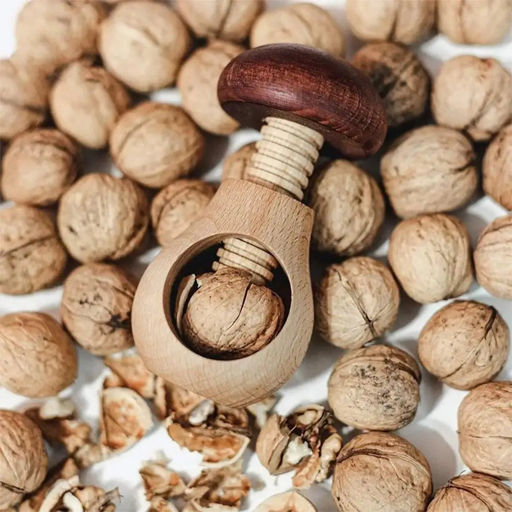 Mushroom Shaped Nut Cracker Wooden Walnut Opener Walnut & Hard Shell Nut Opener Tool For Kitchen