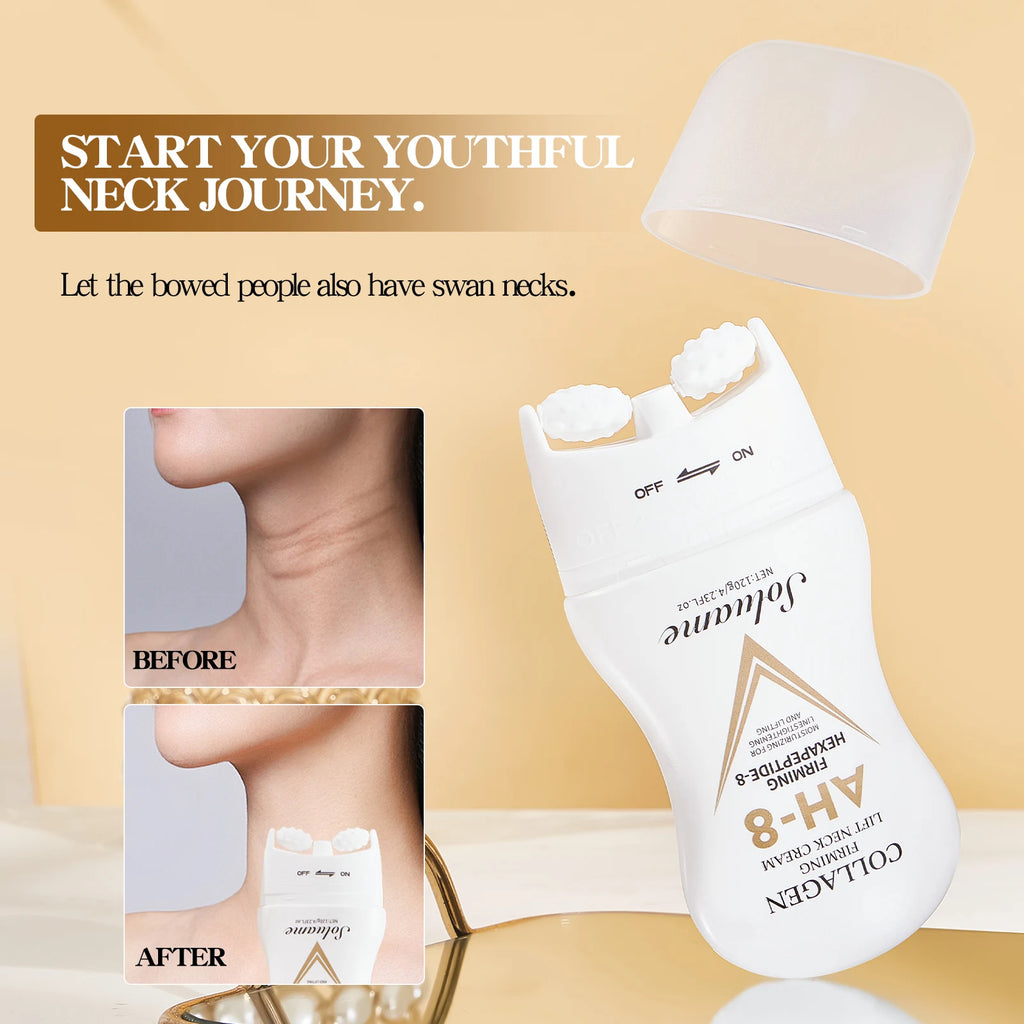 Firming&Lifting Collagen Neck Cream Moisturizing Neck Lotion with Massage Roller Easily Absorbed, Massages Neck Skin Care