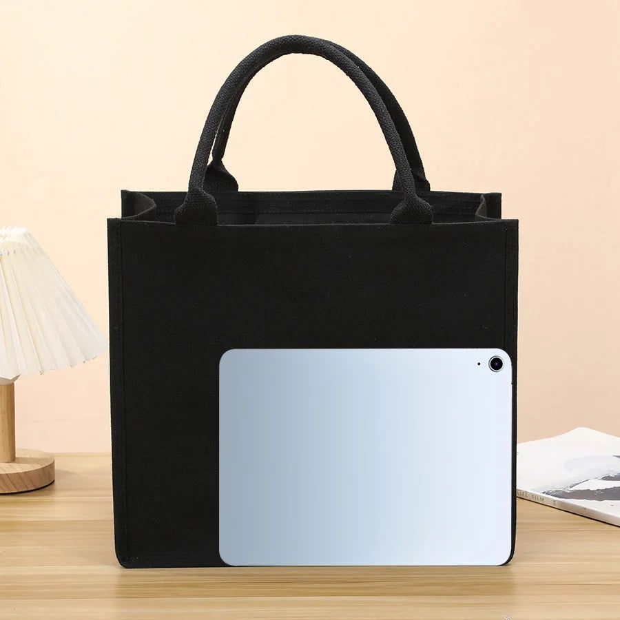 Homefish Leisure Thickened Handheld Canvas Tote Bag Black