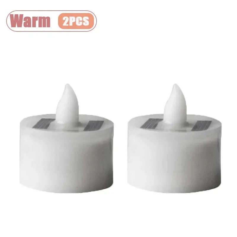 Solar LED Flameless Candles Waterproof Rechargeable Lights for Outdoor