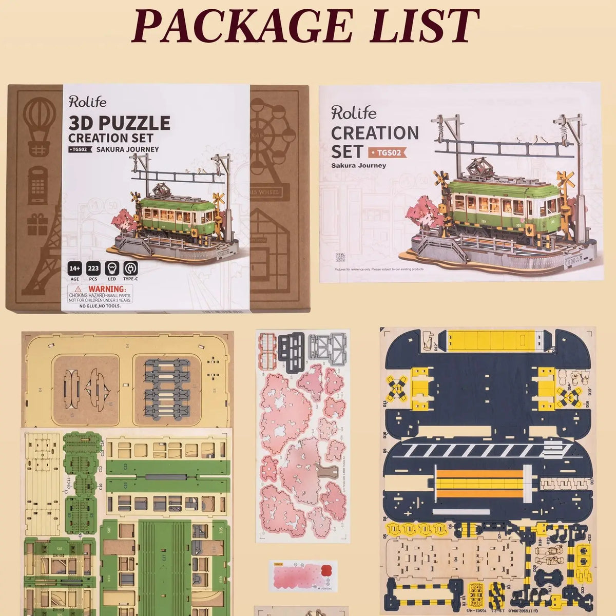 Rolife Wooden 3D Puzzle Sakura Journey Tram DIY Model