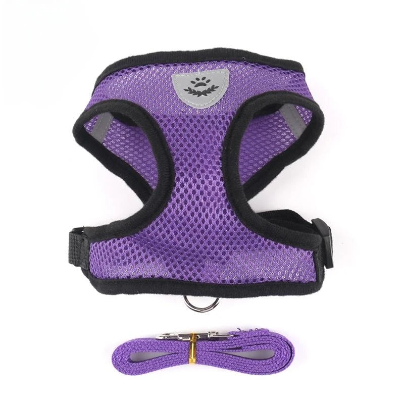 Reflective Breathable Mesh Dog Harness with Leash