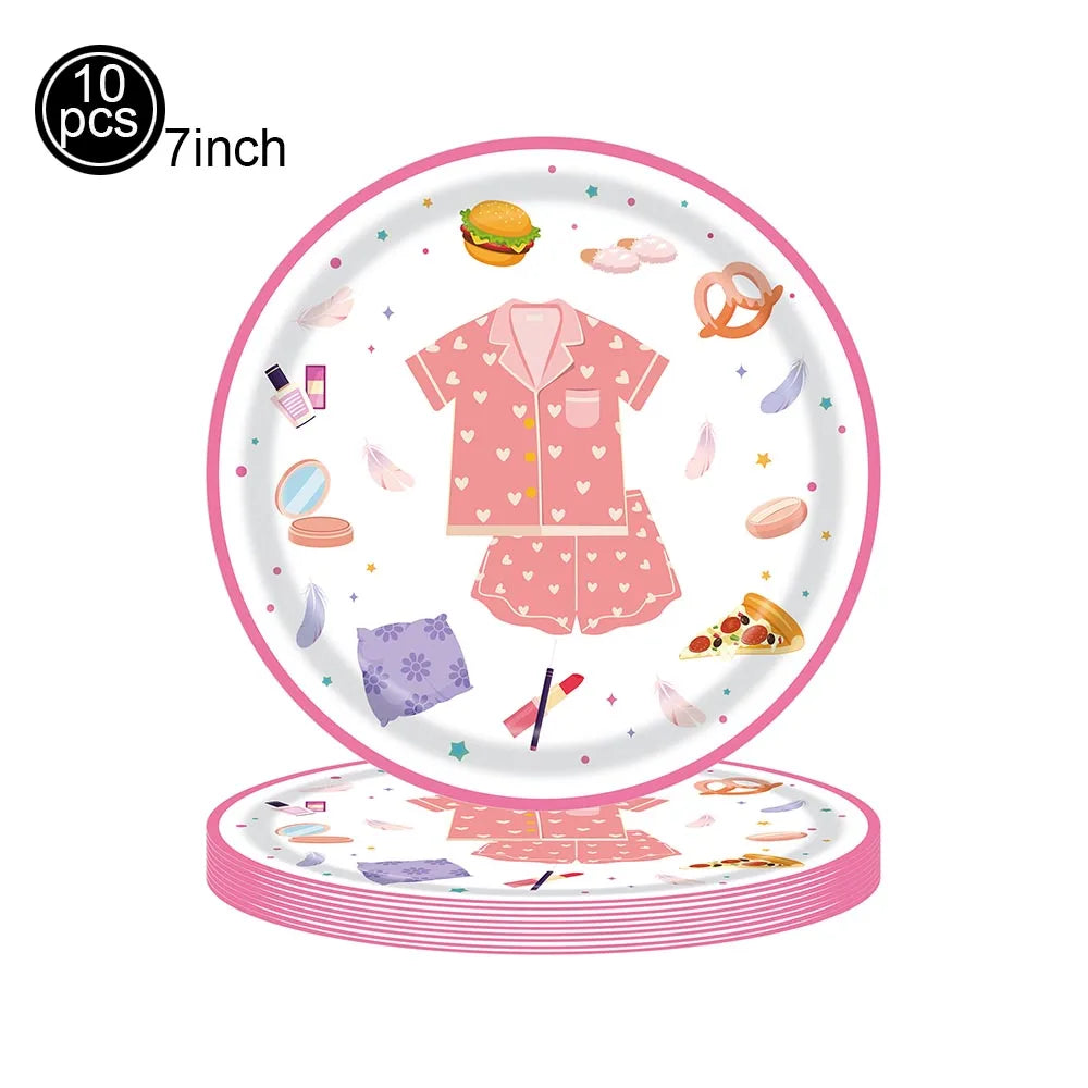 Pink Pajama Theme Candy Biscuit Snack Gift Bags with Handle Girls Night Birthday Party Baby Shower Decoration Supplies Gifts