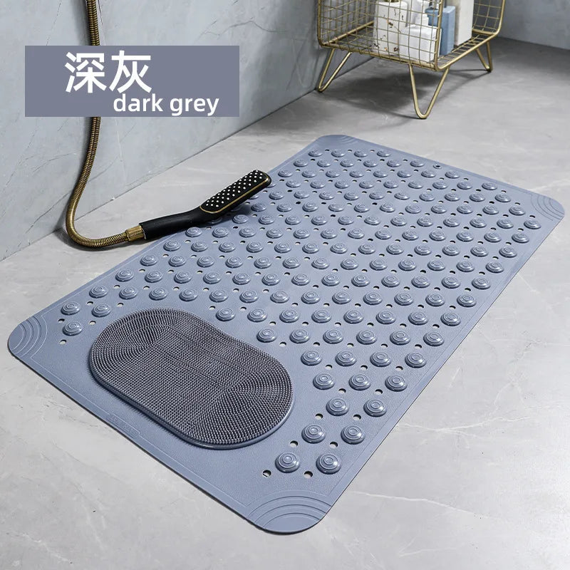 New Non-slip Bath Mat with Suction Cup and Drain Hole, Soft Machine-washable Shower Mat Non-slip Bath Mat