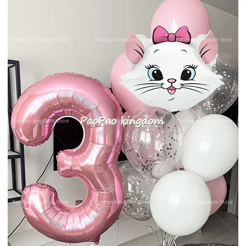 1 Set Marie Cat Theme Balloons Kids Happy Birthday Party Decor Latex Foil Balloons Baby Shower Girl Toys Gift