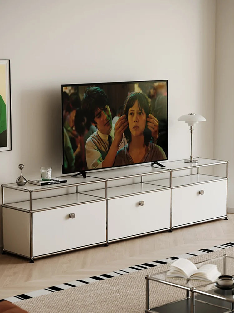 Corner TV Stand Storage Cabinet Metal Display Shelf Living
