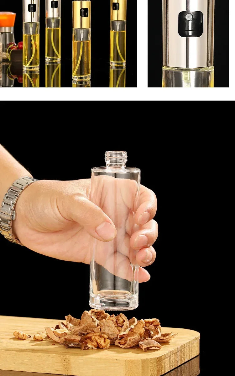 New Stainless Steel Oil Dispenser Glass Silicone Wrap Grill BBQ Sprayer Pot Gravy Boats Tools for Cooking Olive Oil Spray Bottle