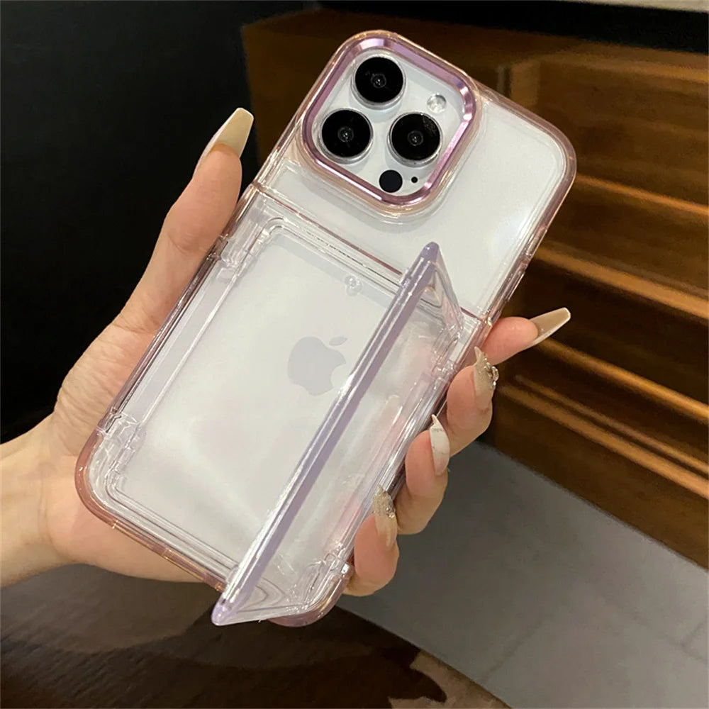 Transparent Card Slot Bag Holder Phone Case for IPhone 15 14 13 11