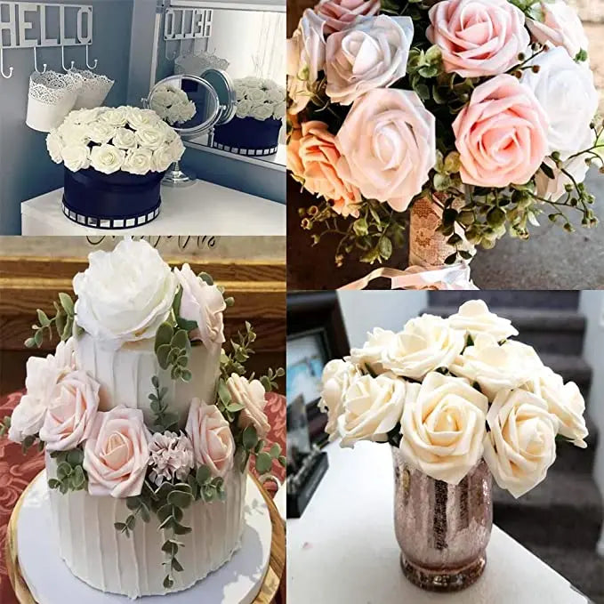 10/25/50Pcs Artificial Rose Flowers Foam Fake Faux Flowers Roses