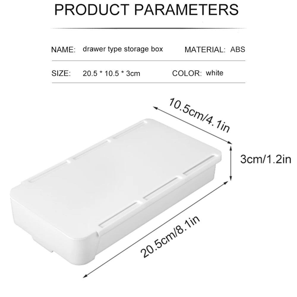Under Desk Drawer Self-Adhesive Stationery Storage Box Multifunctional Hidden Under Desk Organizer for Home Kitchen Office Table