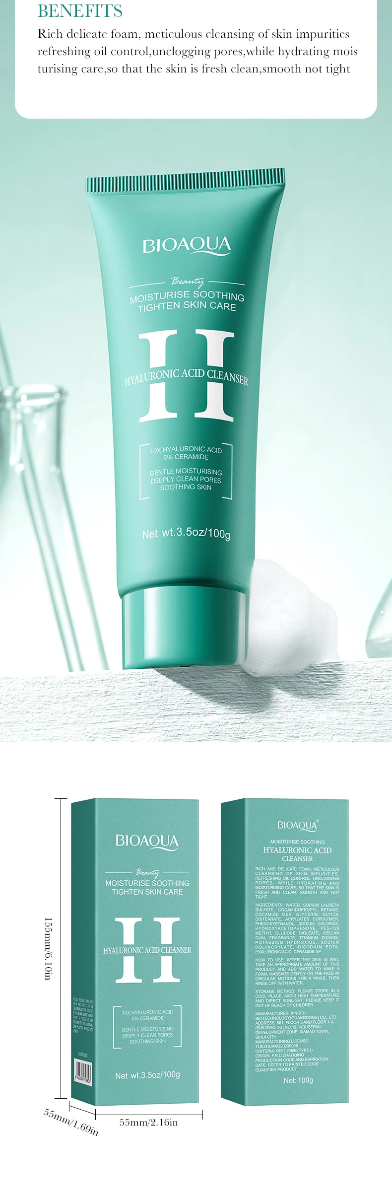 BIOAQUA Vitamin C Facial Cleanser Moisturizing Whitening Anti Wrinkles Face Wash Foam Face Cleanser Facial Skin Care Products