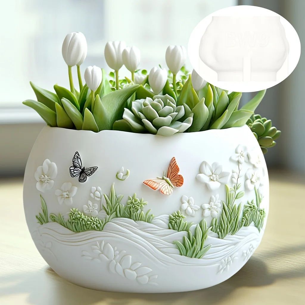 Sea Bay Canyon Relief Succulent Plant Flower Pot Resin Silicone Mold Mountain Range Sea Sunrise Relief Storage Box Gypsum Molds