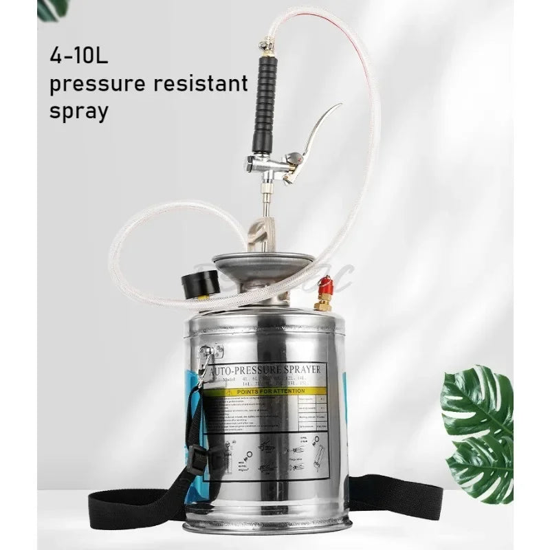 Stainless Steel 4L/6L/8L/10L High-pressure Manual Pressure Resistant Spray Watering Gardening Car Washing Pneumatic Sprayer