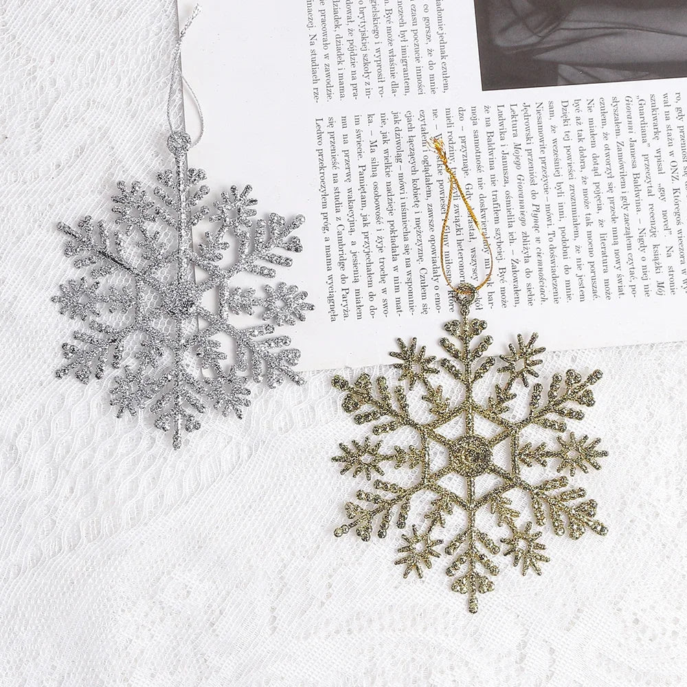 3/6Pcs Artificial Snowflake Christmas Decorations Xmas Tree Pendant Ornament for Home Decor Navidad New Year 2026 Party Supplies