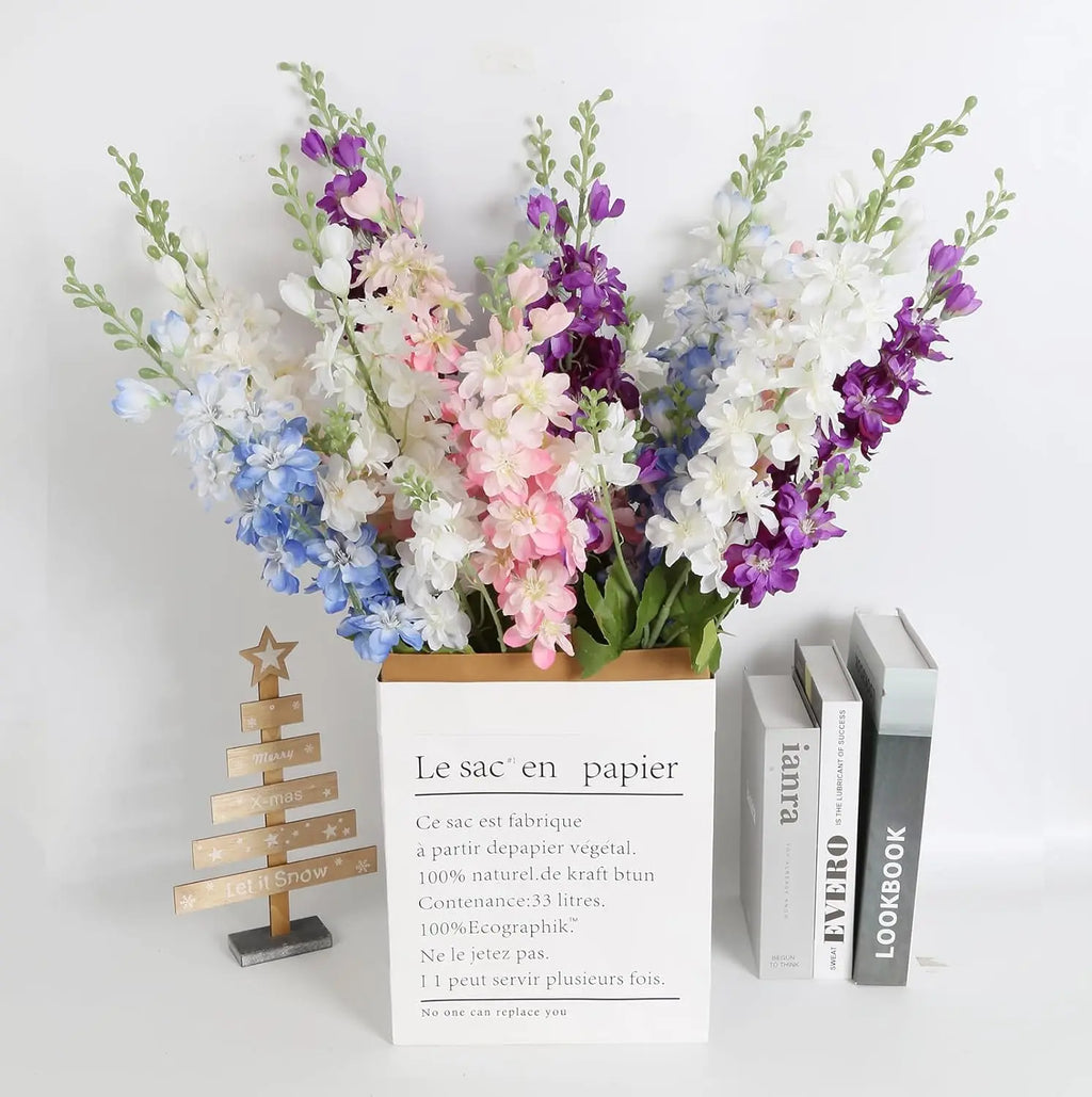 YeeNanee 6pcs Blue Delphinium Artificial Flowers Long Stem Larkspur for Wedding Centerpieces Floral Arrangements Home Vase Decor