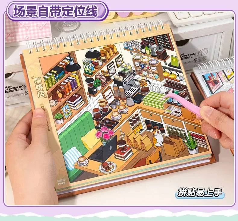 Kawaii Store Code Goods Series Sticker Scene Collection 3D Scene Book DIY Handmade Sticker Home Decoration Party Sticker Gifts