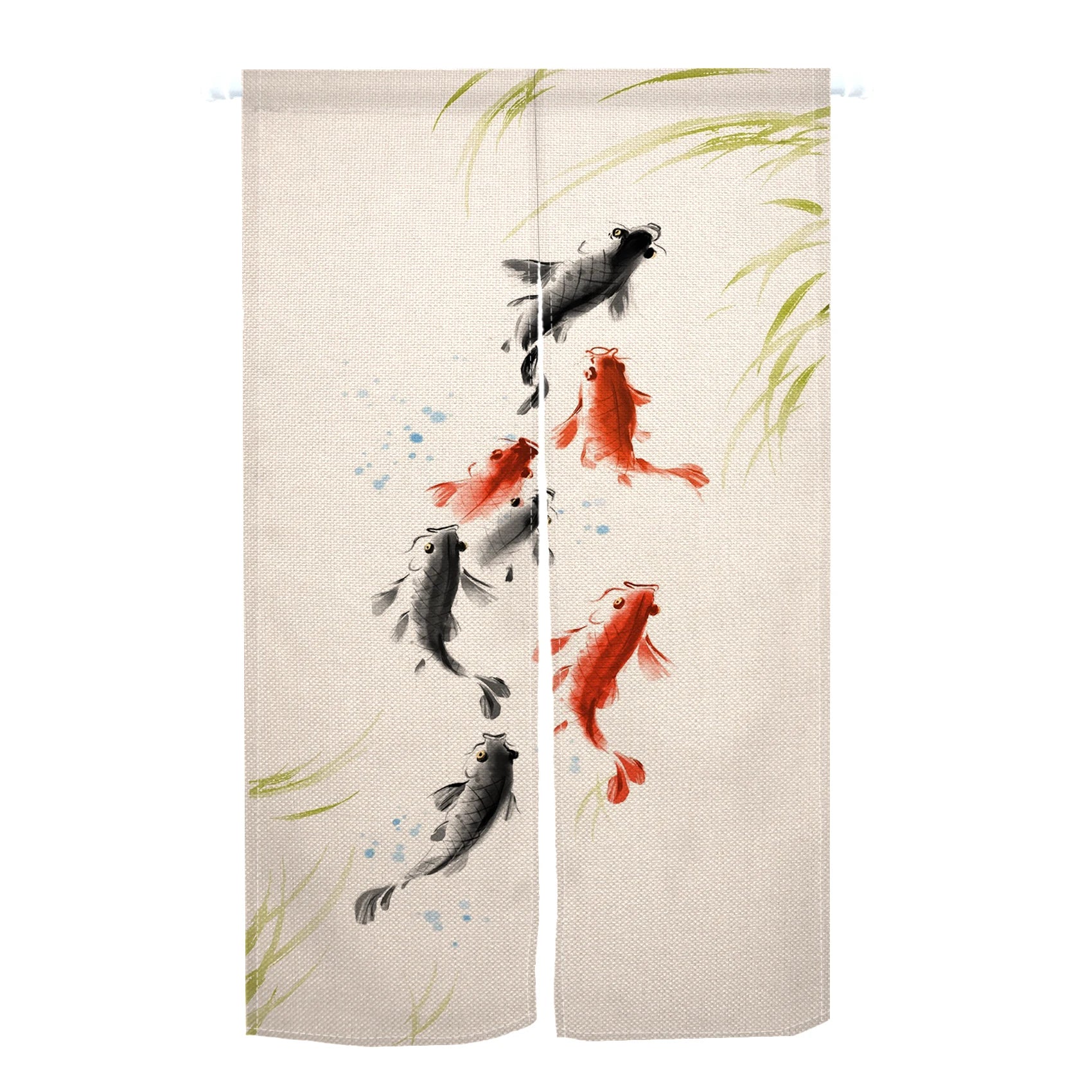 Japanese Koi Fish Door Curtain Fengshui Kitchen Bedroom Linen Doorway Curtain Entrance Hanging Half Curtain Partition Curtain