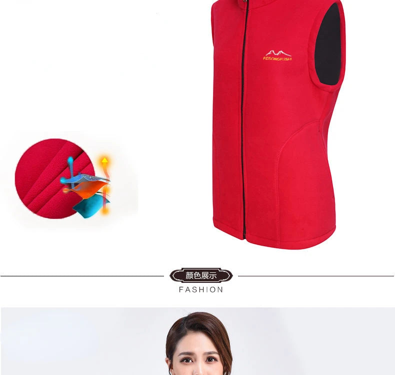 Autumn Winter Fleece Vest Women Stand Collar Zipper Sweatshirt Sleeveless Cardigan Warm Waistcoat Solid Tankcoat Women Clothing