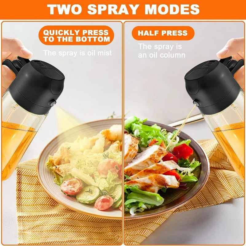 2 in1 Oil Spray Bottle For Kitchen Barbecue Cooking Olive Oil Dispenser Oil Jar Baking Vinegar Soy Sauce Spray Container Plastic