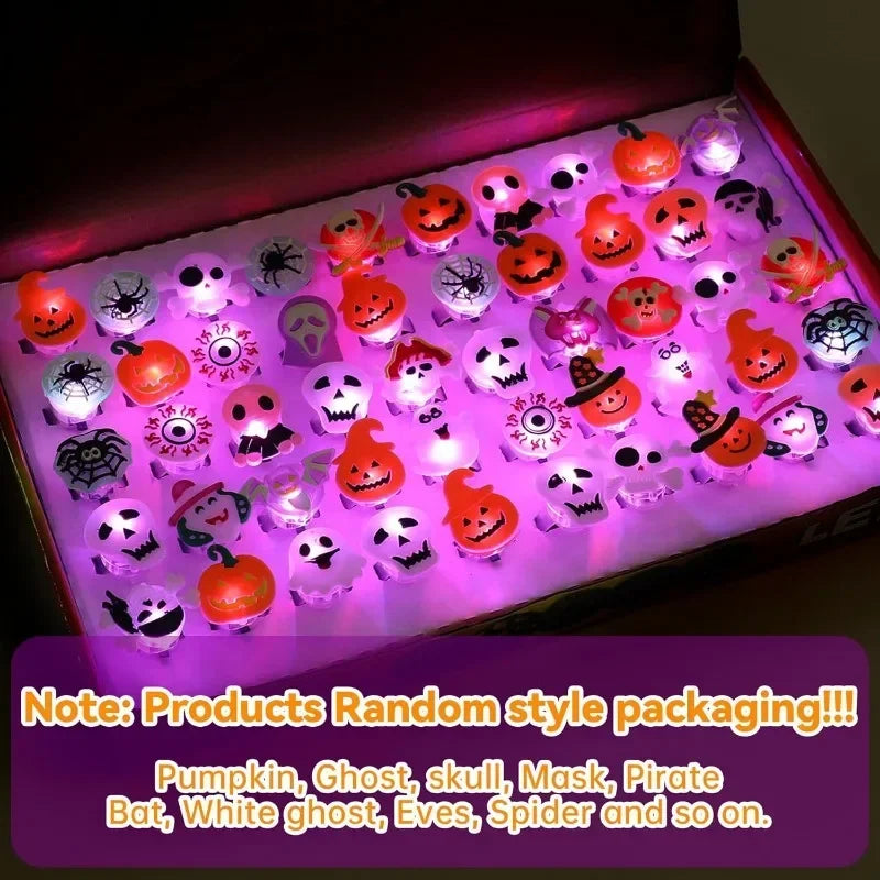 LED Luminous Halloween Toys Pumpkin Ghost Skull Glowing in Dark Fingers Toys with Light Birthday Party Decoration Props Supplies