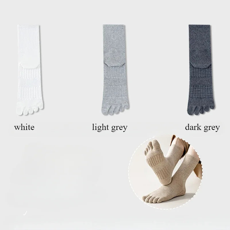 3 Pairs Five Finger Socks Men Anti-slip Sports Athletic Crew Socks Men High Quality Cotton Toe Socks Basketball Middle Tube
