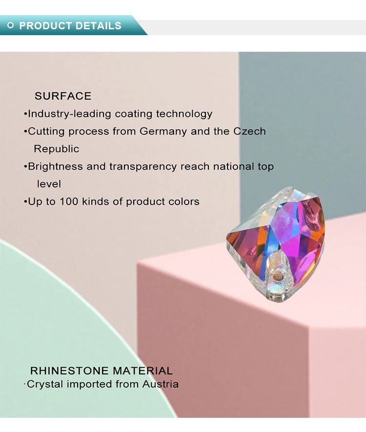 YHB Top Quality Galactic Axe Glass Crystal AB Moonlight Sewing Stones Flatback Sew on Rhinestones For Garment Clothes Bags