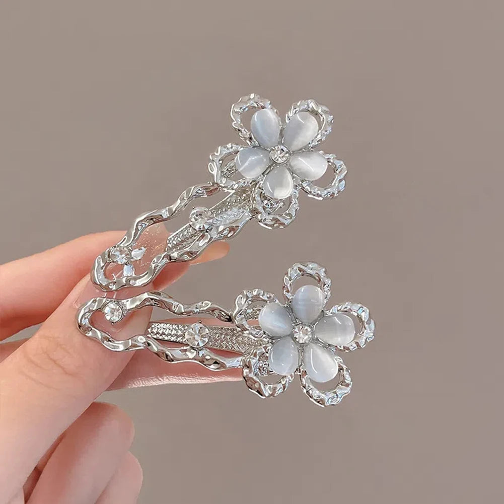 Y2K Girls Irregular Liquid Metal Hair Clip Butterfly Flower Cat