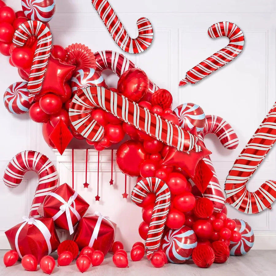 10-30pcs mini Christmas Candy Cane Foil Balloons Santa Claus Crutch Balloon Christmas New Year Party Decoration Xmas Home Decor