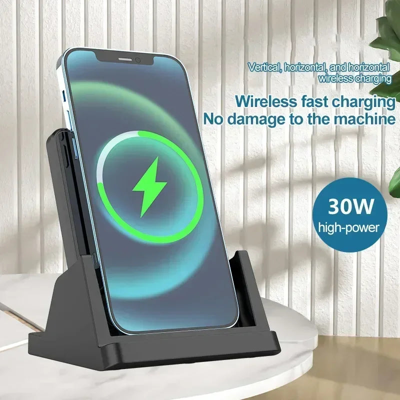 15W Wireless Charger Pad Stand Desktop Ultra-thin Mobile Phone Fast Charging Dock Station For iPhone 15 14 13 12 Samsung Xiaomi