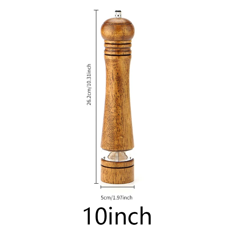 4"6"8"10" Manual Pepper Mills Salt And Pepper Grinder With Adjustable Ceramic Spice Wood Pepper Grinder Handheld Herb Seasoning
