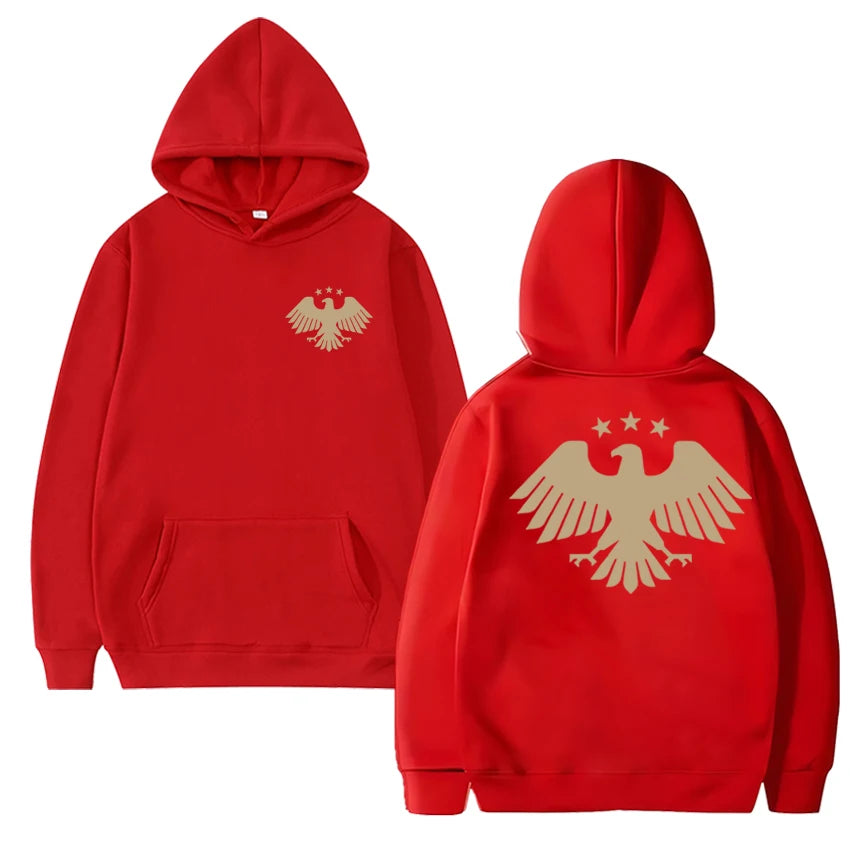 Autumn Winter Men women harajuku black Sweatshirt Eagle of Syria Double Sided Graphic Hoodie Unisex Fleece Long sleeve pullovers