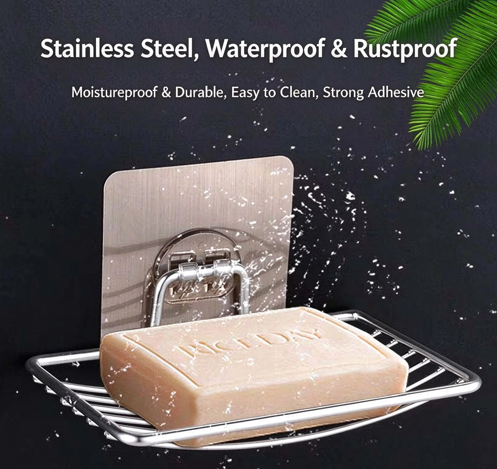 1pc Stainless Steel Soap Holder Wall Mount Drainage Soap