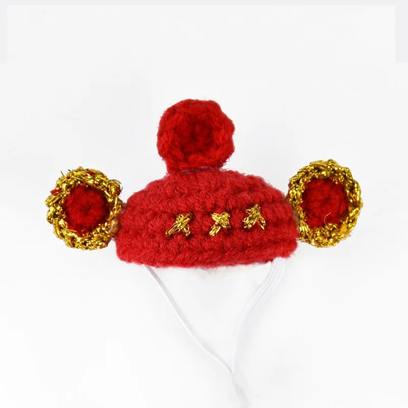 Cute Handmade Knitted Hat Hamster Decoration Chipmunk Guinea Pig Hamster Accessories Hamster Toy Supplies Small Pet Hat