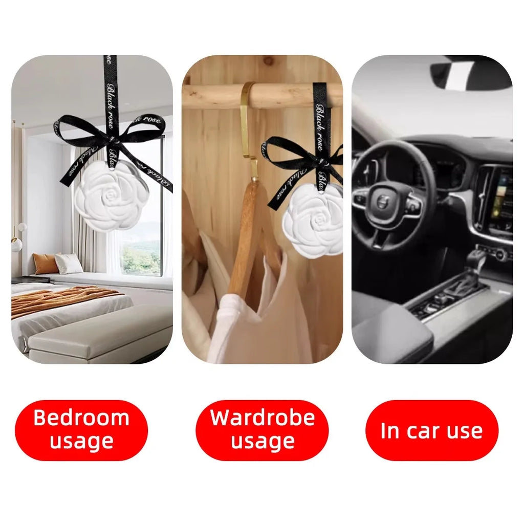 1/10PCS Camellia Gypsum Aromatherapy Pendant For Car Home Decor Suitable For Home Cabinets Drawers And Car Hanging Ornaments