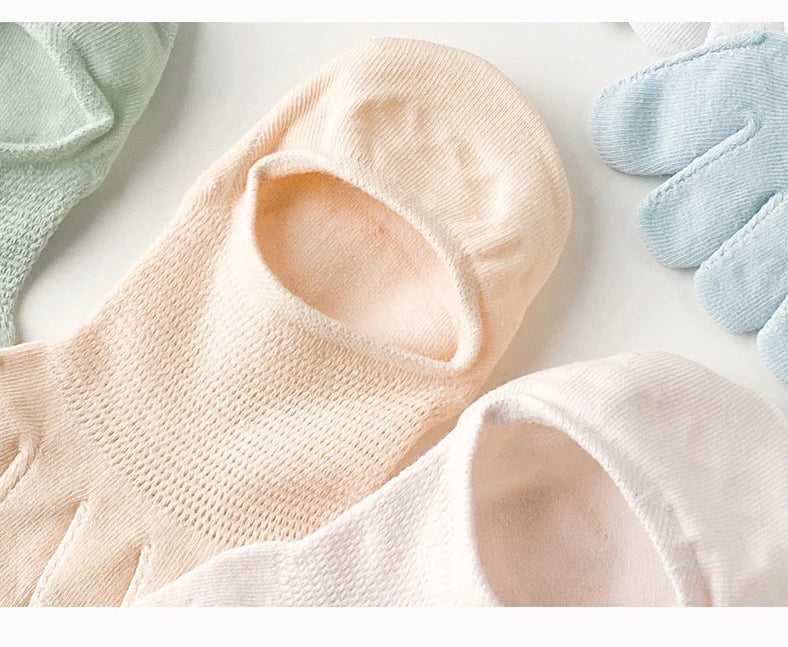 5 Pairs Summer Mesh Toe Socks Women Low Cut Toe Socks with Separate Fingers No-show Slipper Invisible Socks Five Finger