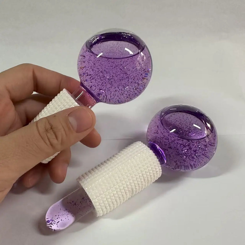 2PCS/pair Large Beauty Ice Hockey Energy Beauty Crystal Ball Facial Cooling Ice Globes Water Wave Face and Eye Massage Skin Care