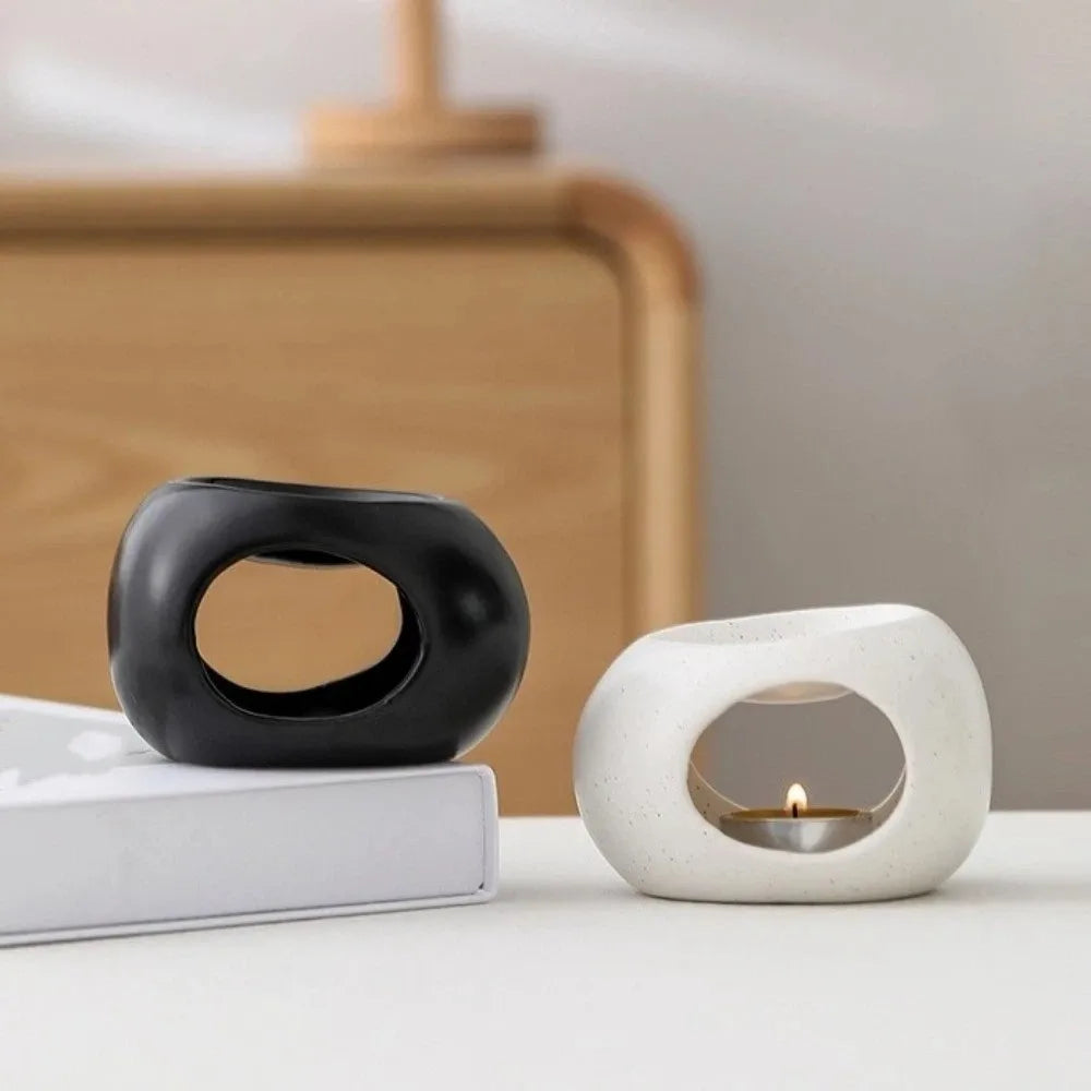 Ceramic Essential Oil Burner Minimalist Modern Aromatherapy Burner Decorative Candle Heating Holder Bedroom